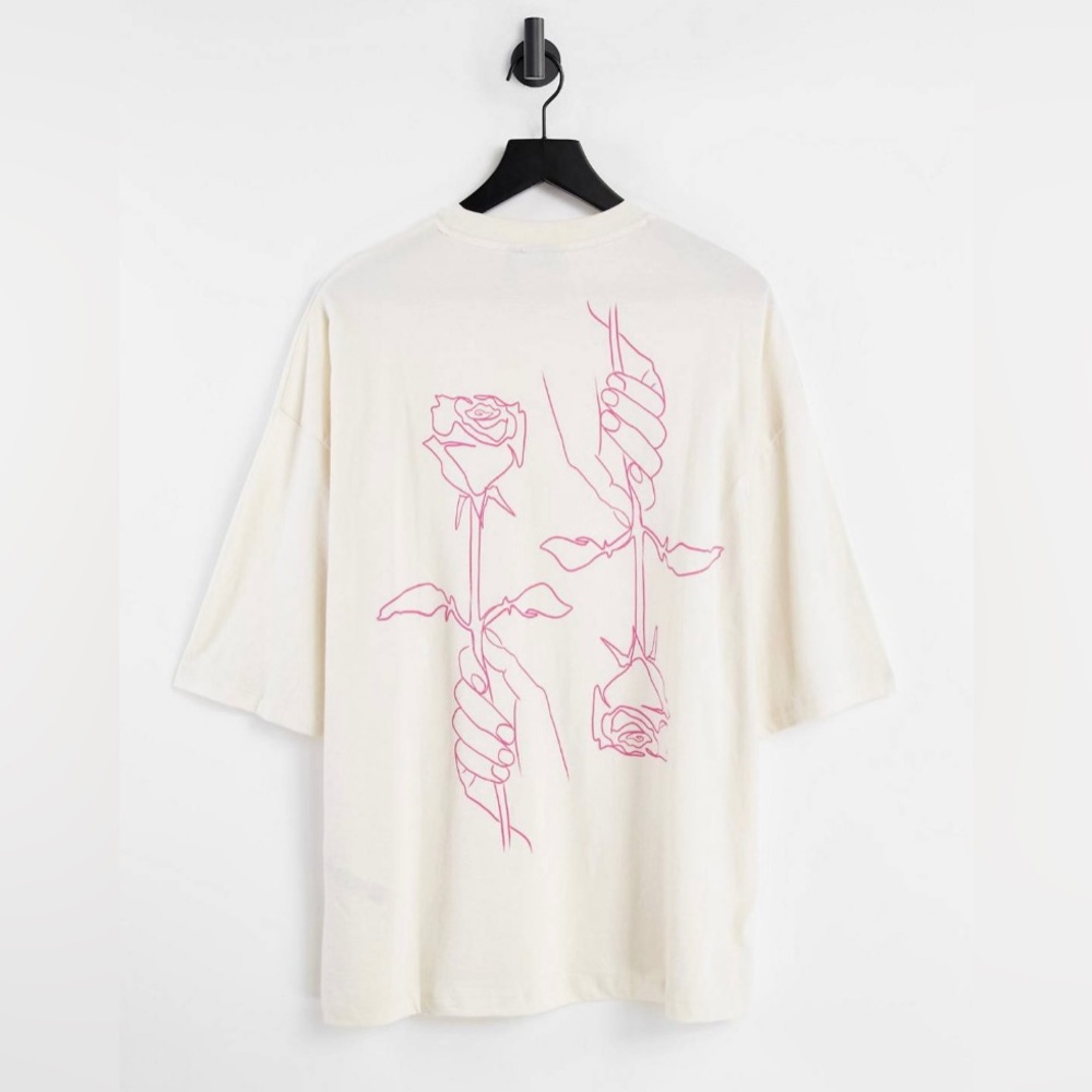 ASOS DESIGN oversized unbleached T-shirt with line drawing back print